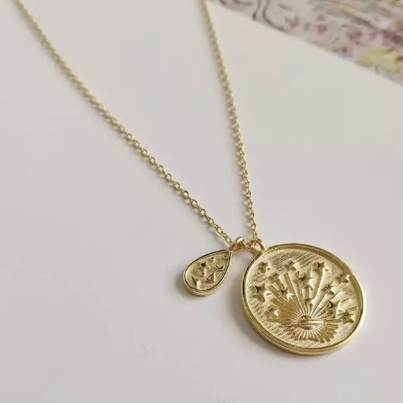 925 Gold Jewelry Jewelry 4k Gold Filled Celestial Vintage Coin Necklace Poshmark